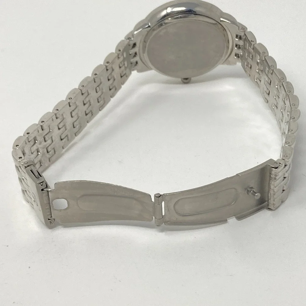 Rampage Womens Watch 36mm Floral Crystals Silver Tone Black Bling New Battery 8